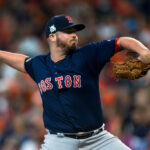 HOUSTON, TX - OCTOBER 06: Boston Red Sox relief pitcher Austin Maddox (71) delivers the pitch in the seventh inning during game two of American Division League Series between the Houston Astros and the Boston Red Sox at Minute Maid Park, Friday, October 6, 2017. Houston Astros defeated Boston Red Sox 8-2