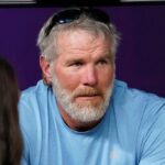 Former NFL quarterback Brett Favre watches from a suite in the third quarter of Super Bowl 56 between the Cincinnati Bengals and the Los Angeles Rams at SoFi Stadium in Inglewood, Calif., on Sunday, Feb. 13, 2022. The Rams came back in the final minutes of the game to win 23-20 on their home field. Super Bowl 56 Cincinnati Bengals Vs La Rams