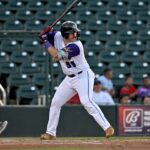 Catcher Derek Bender em uma partida em agosto de 2024 por um afiliado do Minnesota Twins