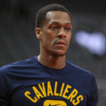 Mar 31, 2022; Atlanta, Georgia, USA; Cleveland Cavaliers guard Rajon Rondo (1) before a game against the Atlanta Hawks at State Farm Arena.