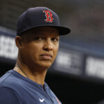 Apr 22, 2022; St. Petersburg, Florida, USA; Boston Red Sox stand in manager Will Venable looks on against the Tampa Bay Rays at Tropicana Field. Mandatory Credit: Kim Klement-USA TODAY Sports