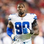 October 8, 2023; Santa Clara, California, USA; Dallas Cowboys defensive end DeMarcus Lawrence (90) after the game against the San Francisco 49ers at Levi's Stadium.