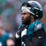 Dec 31, 2023; Philadelphia, Pennsylvania, USA; Philadelphia Eagles linebacker Haason Reddick (7) looks on during the second quarter against the Arizona Cardinals at Lincoln Financial Field.