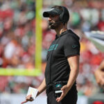 Sep 29, 2024; Tampa, Florida, USA; Philadelphia Eagles head coach Nick Sirianni against the Tampa Bay Buccaneers during the second half at Raymond James Stadium.