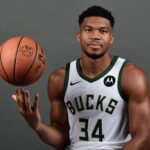 Sep 30, 2024; Milwaukee, WI, USA; Milwaukee Bucks forward Giannis Antetokounmpo (34) during Media Day at Fiserv Forum. Mandatory Credit: Benny Sieu-Imagn Images