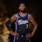 Sep 30, 2024; Sacramento, CA, USA; Sacramento Kings forward Jalen McDaniels (7) during media day at Golden 1 Center.