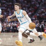 Oct 23, 2024; Houston, Texas, USA; Charlotte Hornets guard LaMelo Ball (1) drives with the ball during the third quarter against the Houston Rockets at Toyota Center.