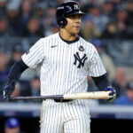 Oct 28, 2024; New York, New York, USA; New York Yankees outfielder Juan Soto (22) walks during the sixth inning against the Los Angeles Dodgers in game three of the 2024 MLB World Series at Yankee Stadium. Mandatory Credit: Brad Penner-Imagn Images