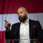 ST. PAUL, MN. - MAY 202: Former basketball player Royce White speaks to the crowd at the Minnesota state GOP convention at St. Paul's RiverCentre, Saturday, May 18, 2024, in St. Paul, Minn. Royce won the Republican party endorsement at the convention to run against Democrat incumbent. U.S. Senator Amy Klobuchar. (Photo by Glen Stubbe/Star Tribune via Getty Images)