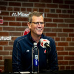 BOSTON, MA - SEPTEMBER 30: President & CEO Sam Kennedy of the Boston Red Sox addresses the media during an end of season press conference on September 30, 2024 at Fenway Park in Boston, Massachusetts. (Photo by Billie Weiss/Boston Red Sox/Getty Images)