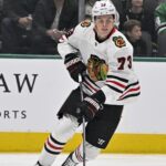 Chicago Blackhawks left wing Taylor Hall (71) in action during the game between the Dallas Stars and the Chicago Blackhawks at the American Airlines Center.