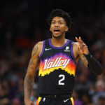 Feb 10, 2022; Phoenix, Arizona, USA; Phoenix Suns guard Elfrid Payton (2) against the Milwaukee Bucks at Footprint Center.