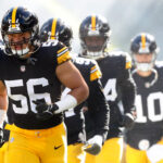 Nov 12, 2023; Pittsburgh, Pennsylvania, USA; Pittsburgh Steelers linebacker Alex Highsmith (56) takes the field with teammates against the Green Bay Packers at Acrisure Stadium.