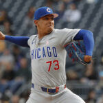 May 12, 2024; Pittsburgh, Pennsylvania, USA; Chicago Cubs relief pitcher Adbert Alzolay (73) pitches against the Pittsburgh Pirates during the tenth inning at PNC Park. The Cubs won 5-4 in ten innings. Mandatory Credit: Charles LeClaire-USA TODAY Sports
