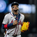 Apr 29, 2024; Seattle, Washington, USA; Atlanta Braves right fielder Ronald Acuna Jr. (13) jogs off the field during a game against the Seattle Mariners at T-Mobile Park. Mandatory Credit: Stephen Brashear-USA TODAY Sports