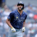 Jul 22, 2024; Bronx, New York, USA; Tampa Bay Rays center fielder Jose Siri (22) rounds the bases after hitting a solo home run during the fifth inning against the New York Yankees at Yankee Stadium. Mandatory Credit: Brad Penner-USA TODAY Sports