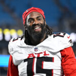 Oct 13, 2024; Charlotte, North Carolina, USA; Atlanta Falcons linebacker Matthew Judon walks off the field after the game at Bank of America Stadium. Mandatory Credit: Bob Donnan-Imagn Images