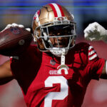Oct 20, 2024; Santa Clara, California, USA; San Francisco 49ers cornerback Deommodore Lenoir (2) flexes before the start of the game against the Kansas City Chiefs at Levi's Stadium. Mandatory Credit: Cary Edmondson-Imagn Images