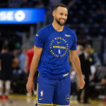 Oct 27, 2024; San Francisco, California, USA; Golden State Warriors guard Stephen Curry warms up before taking on the Los Angeles Clippers at Chase Center.