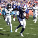 Buffalo Bills' Amari Cooper runs toward the end zone with the ball during the second half at Highmark Stadium.