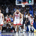 Oct 31, 2024; Dallas, Texas, USA; Houston Rockets forward Dillon Brooks (9) reacts after scoring during the fourth quarter against the Dallas Mavericks at American Airlines Center.