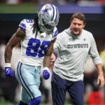 Nov 3, 2024; Atlanta, Georgia, USA; Dallas Cowboys wide receiver CeeDee Lamb (88) leaves the game with an injury against the Atlanta Falcons in the fourth quarter at Mercedes-Benz Stadium.