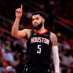 Nov 22, 2024; Houston, Texas, USA; Houston Rockets guard Fred VanVleet (5) during the game against the Portland Trailblazers at Toyota Center.