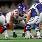 Nov 28, 2024; Arlington, Texas, USA; New York Giants defensive tackle Dexter Lawrence II (97) lines up during the first quarter against the Dallas Cowboys at AT&T Stadium. Mandatory Credit: Andrew Dieb-Imagn Images
