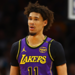 Oct 28, 2024; Phoenix, Arizona, USA; Los Angeles Lakers center Jaxson Hayes (11) against the Phoenix Suns at Footprint Center.