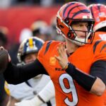 Cincinnati Bengals quarterback Joe Burrow (9) throws a pass in the fourth quarter of the NFL Week 13 game between the Cincinnati Bengals and the Pittsburgh Steelers at Paycor Stadium in downtown Cincinnati on Sunday, Dec. 1, 2024.