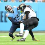 Tennessee Titans defensive back Daryle Worley (35) tackles Jacksonville Jaguars tight end Evan Engram (17) after a made catch during the second half at Nissan Stadium.