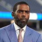 Jan 17, 2022; Inglewood, California, USA; Randy Moss on the ESPN Monday Night Countdown set before a NFC Wild Card playoff football game between the Los Angeles Rams and the Arizona Cardinals at SoFi Stadium. Mandatory Credit: Kirby Lee-USA TODAY Sports