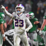 Nov 26, 2023; Philadelphia, Pennsylvania, USA; Buffalo Bills safety Micah Hyde (23) against the Philadelphia Eagles at Lincoln Financial Field. Mandatory Credit: Eric Hartline-USA TODAY Sports