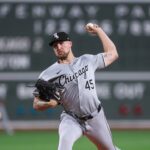 Sep 7, 2024; Boston, Massachusetts, USA; Chicago White Sox starting pitcher Garrett Crochet (45) throws a pitch during the first inning against the Boston Red Sox at Fenway Park. Mandatory Credit: Paul Rutherford-Imagn Images