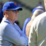 Oct 13, 2024; Los Angeles, California, USA; New York Mets owner Steve Cohen before game one of the NLCS for the 2024 MLB Playoffs at Dodger Stadium. Mandatory Credit: Jayne Kamin-Oncea-Imagn Images- Soto