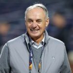 Oct 16, 2024; New York City, New York, USA; MLB Commissioner Rob Manfred before game three of the NLCS for the 2024 MLB playoffs at Citi Field. Mandatory Credit: Brad Penner-Imagn Images