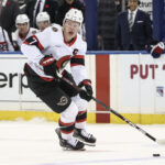 Nov 1, 2024; New York, New York, USA; Ottawa Senators left wing Brady Tkachuk (7) looks to make a pass in the first period against the New York Rangers at Madison Square Garden.