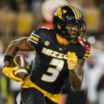 NFL Draft 2025 prospect - Nov 9, 2024; Columbia, Missouri, USA; Missouri Tigers wide receiver Luther Burden III (3) runs with the ball during the first half against the Oklahoma Sooners at Faurot Field at Memorial Stadium. Mandatory Credit: Jay Biggerstaff-Imagn Images