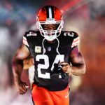 Nov 21, 2024; Cleveland, Ohio, USA; Cleveland Browns running back Nick Chubb (24) is introduced before the game between the Browns and the Pittsburgh Steelers at Huntington Bank Field. Mandatory Credit: Ken Blaze-Imagn Images