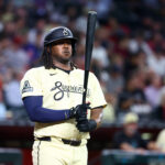 Aug 27, 2024; Phoenix, Arizona, USA; Arizona Diamondbacks first baseman Josh Bell against the New York Mets at Chase Field. Mandatory Credit: Mark J. Rebilas-USA TODAY Sports