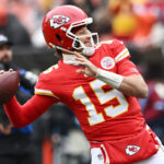 Dec 15, 2024; Cleveland, Ohio, USA; Kansas City Chiefs quarterback Patrick Mahomes (15) warms up before the game between the Cleveland Browns and the Chiefs at Huntington Bank Field. Mandatory Credit: Ken Blaze-Imagn Images