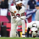 Arizona Cardinals safety Budda Baker (1) stretches before they play the New England Patriots at State Farm Stadium on Dec. 15, 2024.