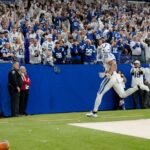 Indianapolis Colts running back Jonathan Taylor (28) runs off the field after scoring a touchdown Sunday, Dec. 22, 2024, during a game against the Tennessee Titans at Lucas Oil Stadium in Indianapolis.
