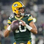 Dec 23, 2024; Green Bay, Wisconsin, USA; Green Bay Packers quarterback Jordan Love (10) throws a pass during warmups prior to the game against the New Orleans Saints at Lambeau Field.