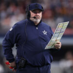 ARLINGTON, TEXAS - JANUARY 05: Dallas Cowboys head coach Mike McCarthy looks on during the fourth quarter against the Washington Commanders at AT&T Stadium on January 05, 2025 in Arlington, Texas. (Photo by Sam Hodde/Getty Images)