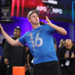 ORLANDO, FL - JANUARY 30: Detroit Lions Jared Gott warms up before the Pro Bowl Skills Showdown on Thursday, January 30, 2025 at UCF in Orlando, FL. (Photo by Peter Joneleit/Icon Sportswire via Getty Images)