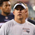 Aug 19, 2021; Philadelphia, Pennsylvania, USA; New England Patriots offensive coordinator Josh McDaniels against the Philadelphia Eagles at Lincoln Financial Field. Mandatory Credit: Eric Hartline-USA TODAY Sports