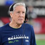 Jan 7, 2024; Glendale, Arizona, USA; Seattle Seahawks head coach Pete Carroll looks on in the second half against the Arizona Cardinals at State Farm Stadium. Mandatory Credit: Matt Kartozian-USA TODAY Sports