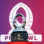 Feb 4, 2024; Orlando, FL, USA; A detailed view of the NFL Pro Bowl trophy during the 2024 Pro Bowl at Camping World Stadium.