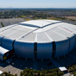 Jul 20, 2023; Glendale, Arizona, USA; NFL; Aerial overall view of State Farm Stadium the home of the NFL Arizona Cardinals.